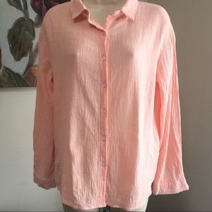 Pale pink/apricot color long sleeve button down